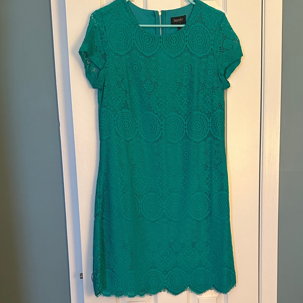 Laundry By Shelli Segal Teal Lace Mini Dress